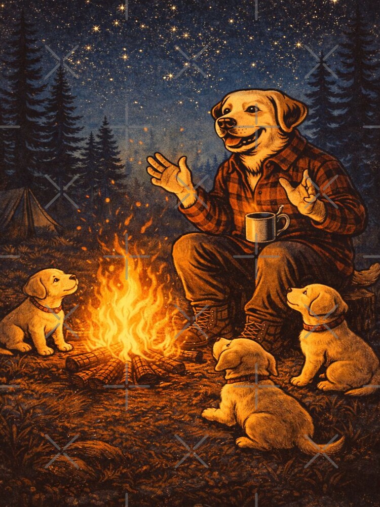 Camping Labrador Dad Storytelling – Campfire Night Scene by PawPrintCustom T-Shirts, Hoodie, Sweatshirt (Image 3)