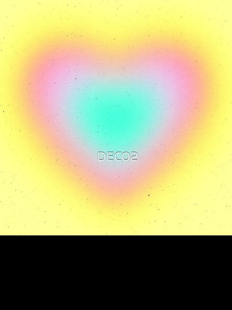 Y2K Bubble Gum Pink, Aqua And Yellow Heart by DEC02