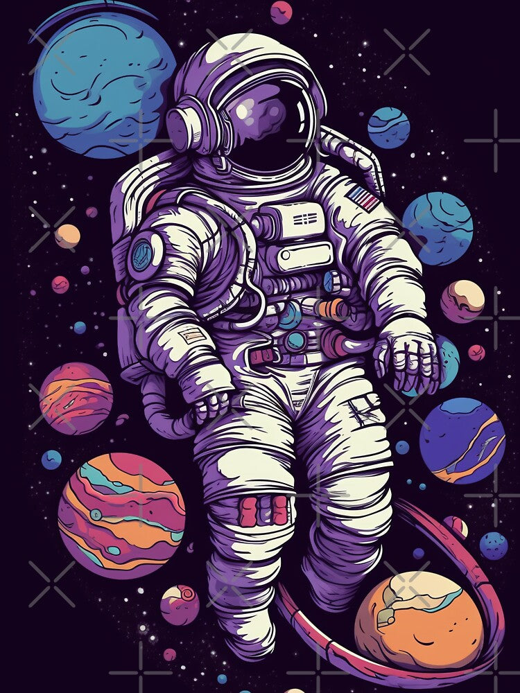 Astronaut with Planets by Splargo Digital Prints T-Shirts, Hoodie, Sweatshirt | BlankRebels.com (Image 3)