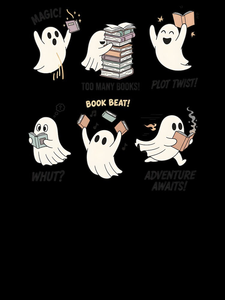 Reading Ghosts with Books | Cute Funny Cartoon Design by hn79 T-Shirts, Hoodie, Sweatshirt | BlankRebels.com (Image 3)