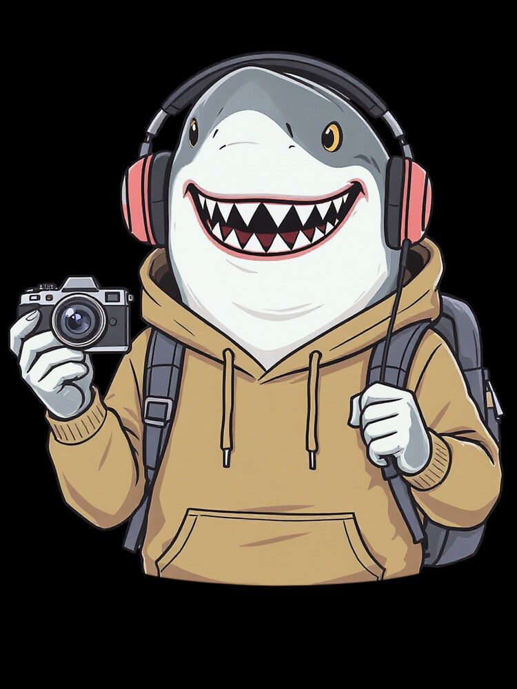Travel Vlogger Shark – Funny Hoodie Cartoon by ColorSplash123 T-Shirts, Sweatshirt | BlankRebels.com (Image 3)