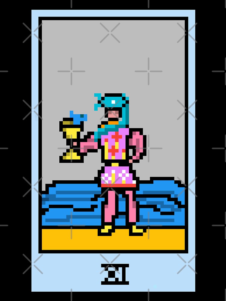 Wait, is this pixel art tarot? Yellow - Minor Arcana 'Page of Cups' (Design for T-shirt, stickers and other... (Image 3)