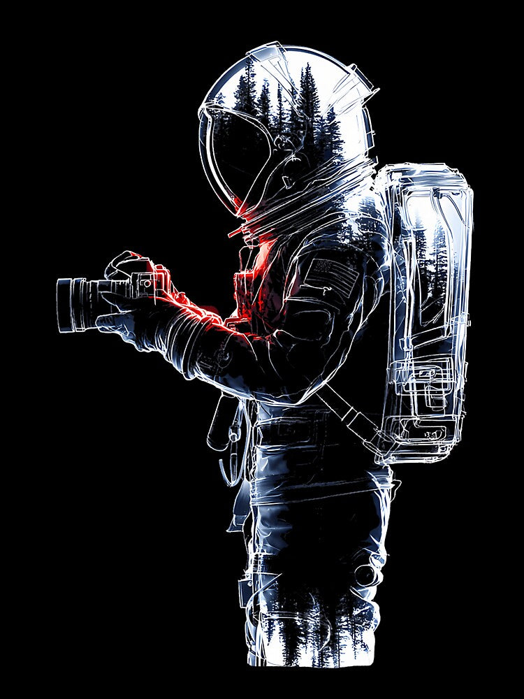 Astronaut Holds Camera Motif Drawing Artwork Astronaut by prabuniard T-Shirts, Hoodie, Sweatshirt | BlankRebels.com (Image 3)