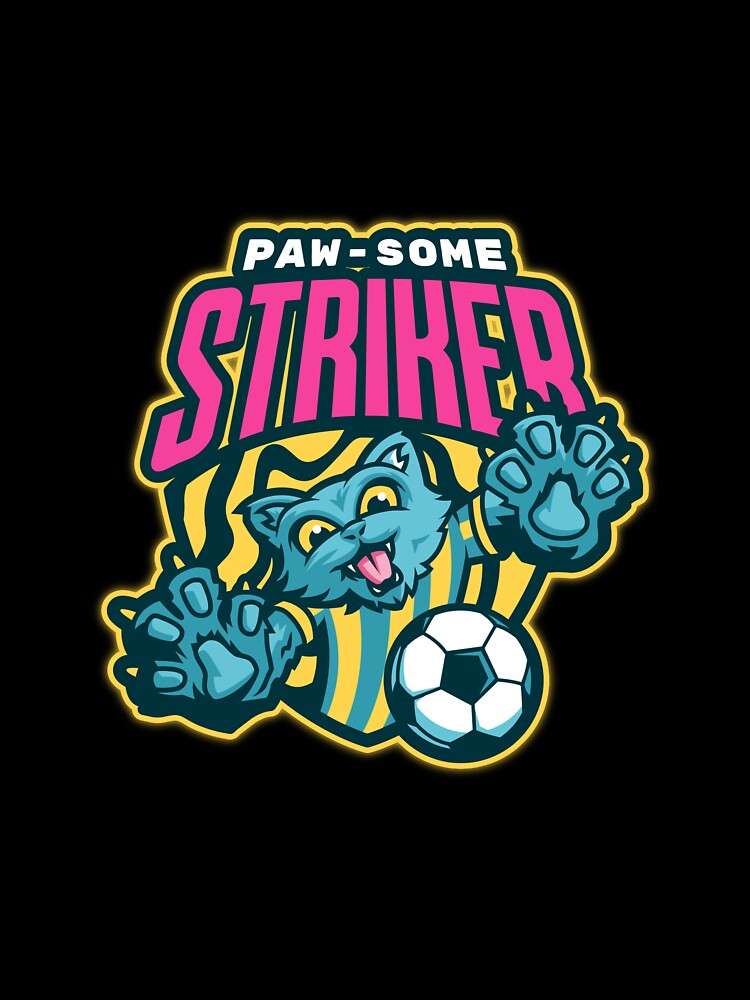 Paw-Some Striker - Cute Cat Footballer Score Goal by lildoodleshirts