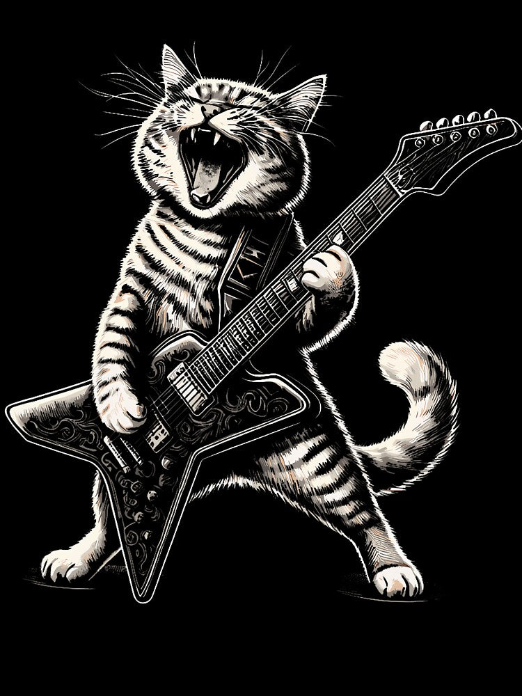 Rock Roll Cat Playing Guitar Funny Guitar Cat T-Shirts, Hoodie, Sweatshirt