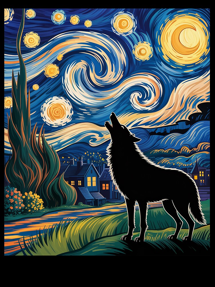 Wolf Starry Night Howling Moon Funny Gifts for Men Women by VasilisLamArt T-Shirts, Hoodie, Sweatshirt (Image 3)