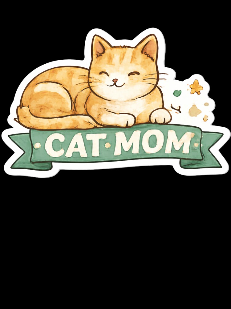 Cat Mom Sticker – Cute Vintage Cat Lover Design with White Outline by BlossomedGlow T-Shirts, Hoodie, Sweatshirt (Image 3)
