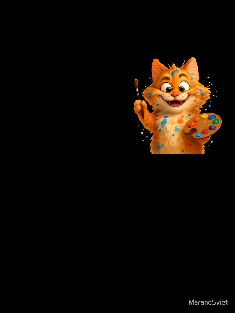 Funny Orange Cat Artist T-Shirt – Cute Painter Kitty Apparel by MarandSviet