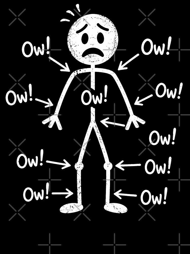 Funny Meme Ow Ow Ow Everything Hurts Stick Figure by will freed18