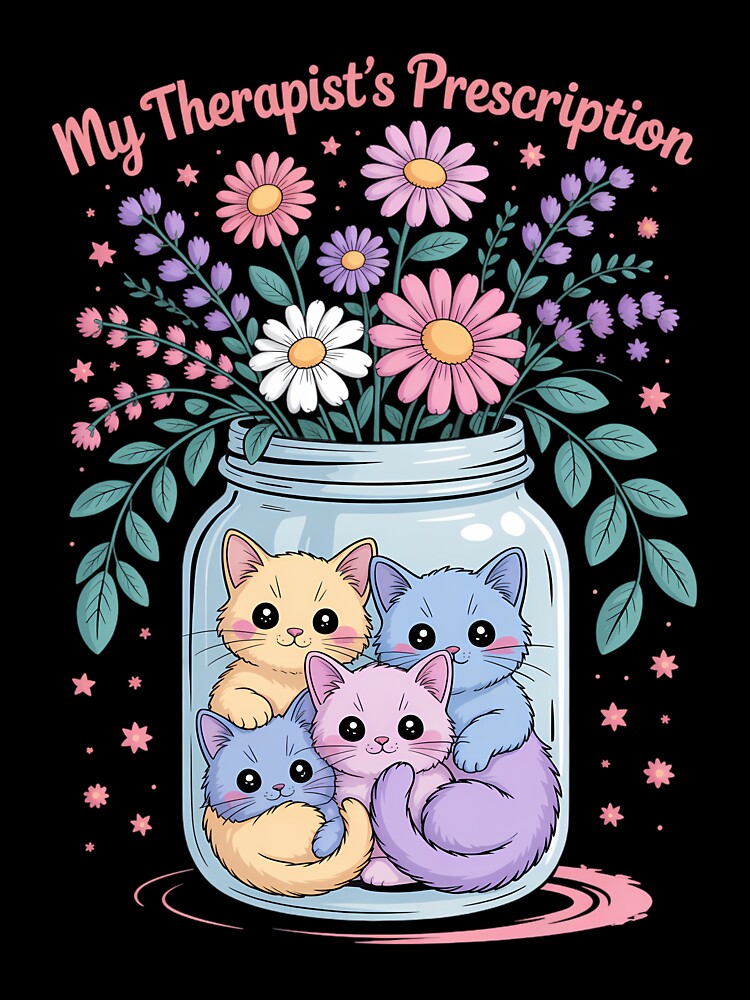 Cat Therapy Therapist’s Prescription Mental Health Humor by YaulTape T-Shirts, Hoodie, Sweatshirt | BlankRebels.com (Image 3)