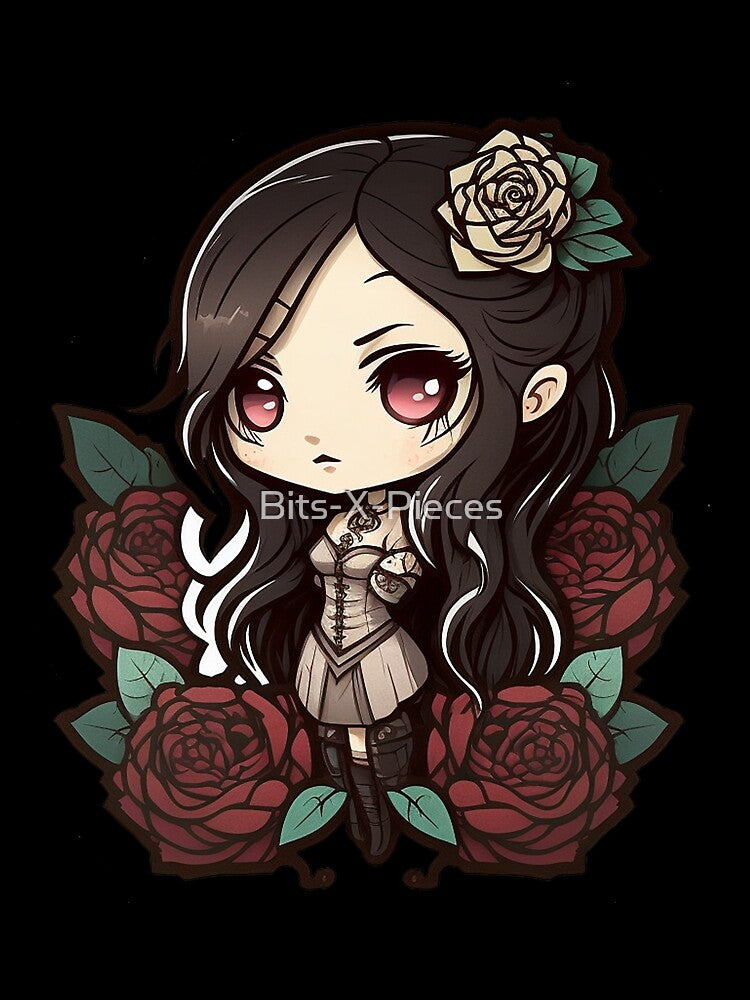 Gothic Rose Dark and Edgy Designs for Gothic Enthusiasts Chibi Rose by Bits-X-Pieces T-Shirts, Hoodie, Sweatshirt (Image 3)