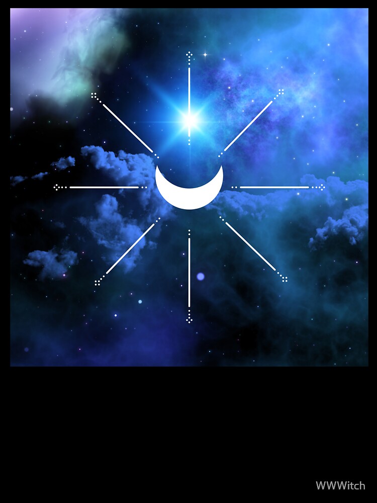 Moon Phase Clouds Night Sky Mystical Crescent Moon Stars by WildWoodlandWitch T-Shirts, Hoodie, Sweatshirt (Image 3)