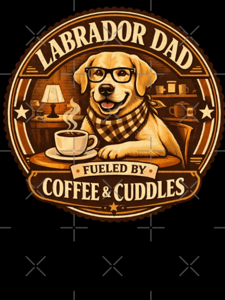 Labrador Dad Gift – Fueled By Coffee & Cuddles Retro Dog Badge by PawPrintCustom T-Shirts, Hoodie, Sweatshirt (Image 3)