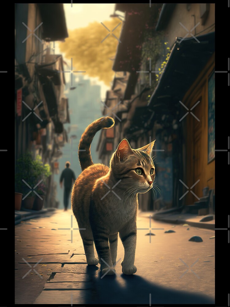 Cute Cat Walking Street Staring Off Distance T-Shirts, Hoodie, Sweatshirt