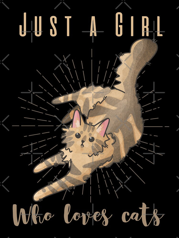 Just a Girl Who Loves Cats - Amber Norwegian Forest Cat - Cat Mom Gifts by FelineEmporium