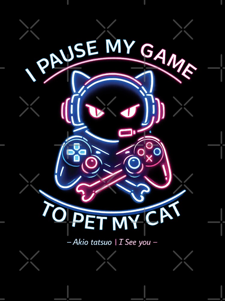 Neon Cyberpunk Gamer Cat I Pause My Game To Pet My Cat by akiotatsuo T-Shirts, Hoodie, Sweatshirt | BlankRebels.com (Image 3)