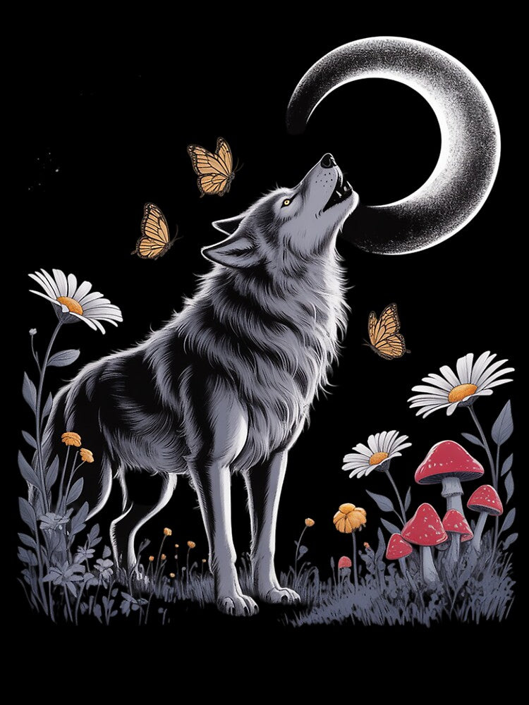 Vintage Cottagecore Aesthetic Moon Phase Wolf by KotexTemu T-Shirts, Hoodie, Sweatshirt | BlankRebels.com (Image 3)