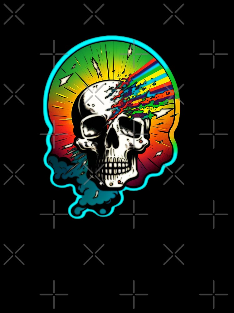 Skull Rainbow Lightning Bolt Flash Heavy Metal Funny Cute T Shirt For Men Women Hoodie Sweatshirt Sticker... (Image 3)