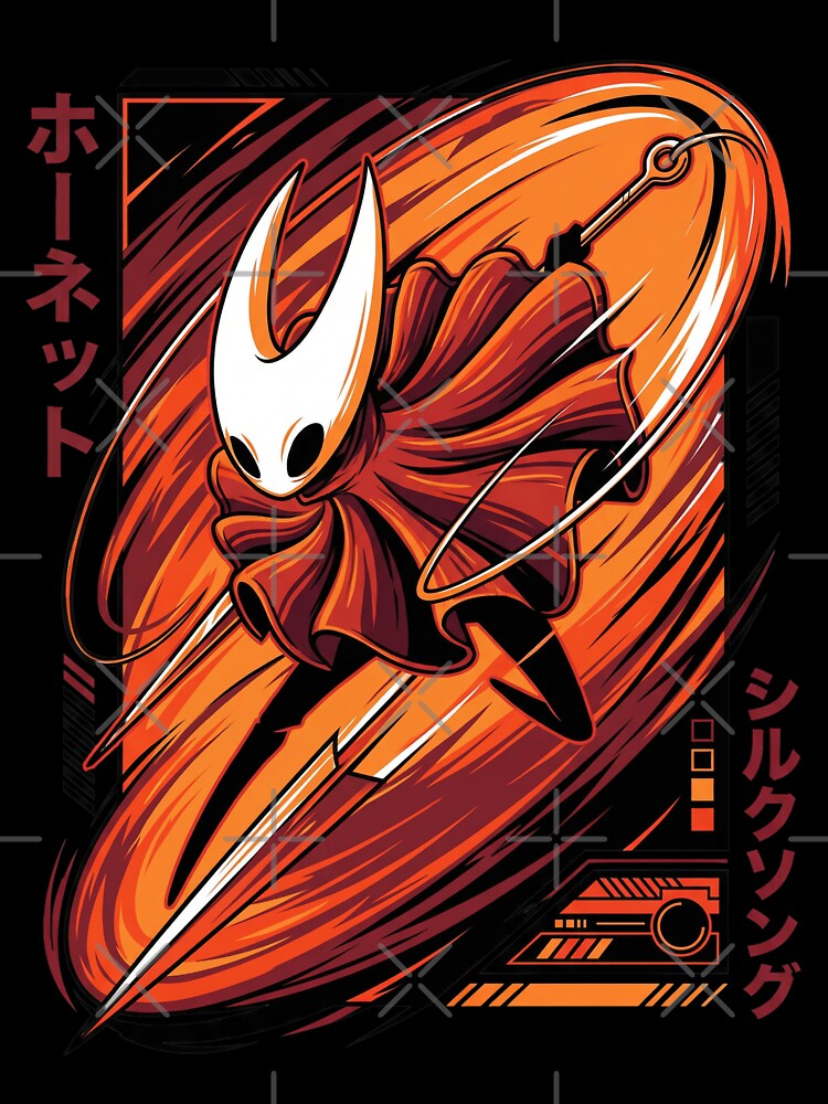 Retrowave Silksong Hornet T-Shirt | Hollow Knight Neon Synthwave Hoodie | 80s Palm Grid Vaporwave Merch Sticker... (Image 3)