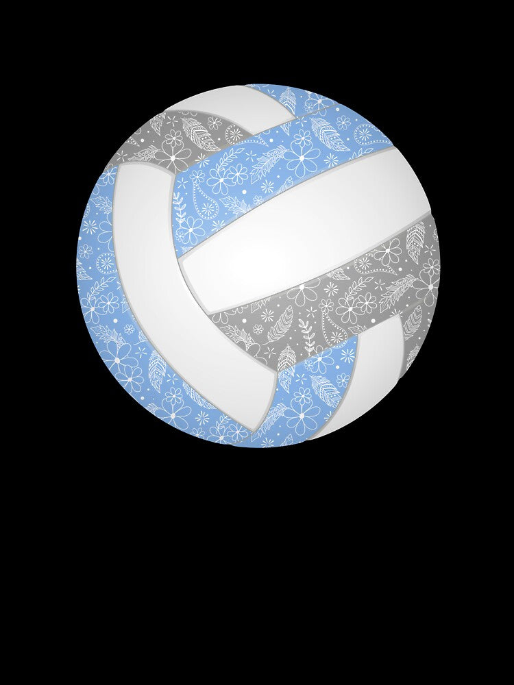 Light blue gray boho floral doodle volleyball by katzdzynes