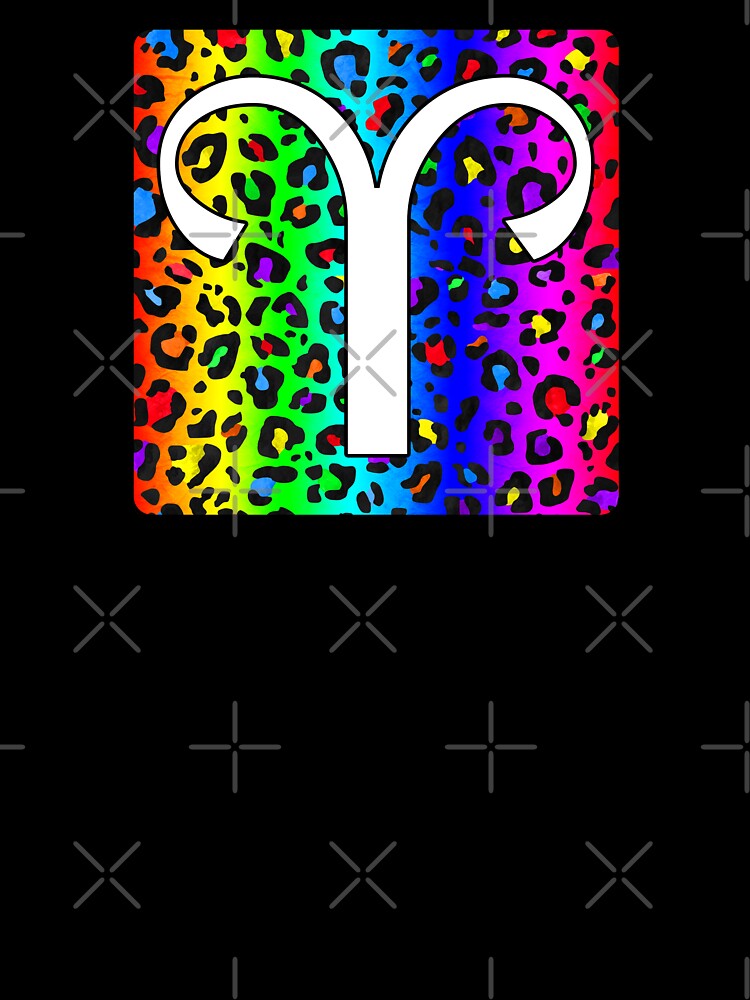 Aries Zodiac Horoscope Rainbow Leopard Print Square Monogram T-Shirts, Hoodie, Sweatshirt
