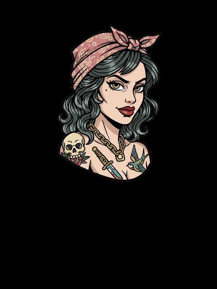 Old School Tattoo Girl Skull & Dagger Vintage Art by Maclaw200d T-Shirts, Hoodie, Sweatshirt | BlankRebels.com (Image 3)