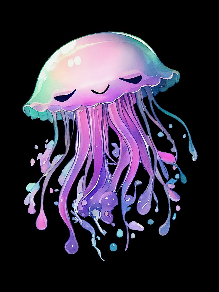 Kawaii Jellyfish | Cute Under-the-Sea Ocean Animal Illustration for Stickers, Apparel & Home Decor by... (Image 3)