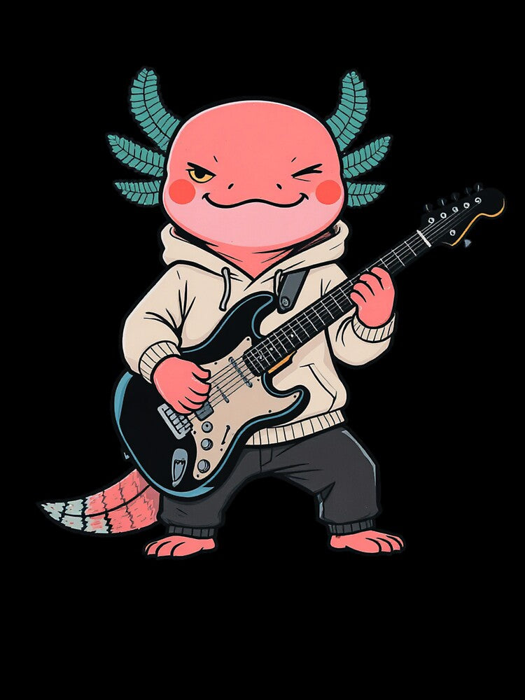 Guitar Player Axolotl – Cool Electric Guitar Music Illustration by ColorSplash123 T-Shirts, Hoodie, Sweatshirt (Image 3)