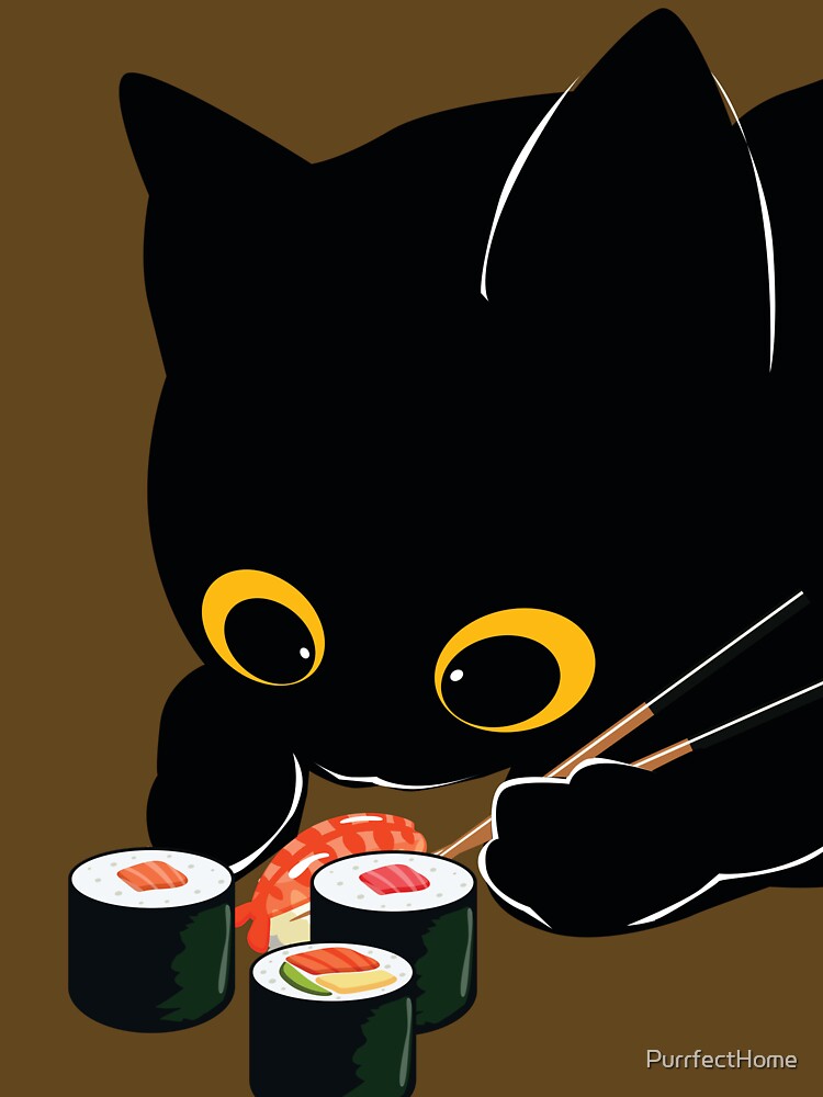cute hungry cat eating sushi | Sushi Cat by PurrfectHome T-Shirts, Hoodie, Sweatshirt | BlankRebels.com (Image 3)