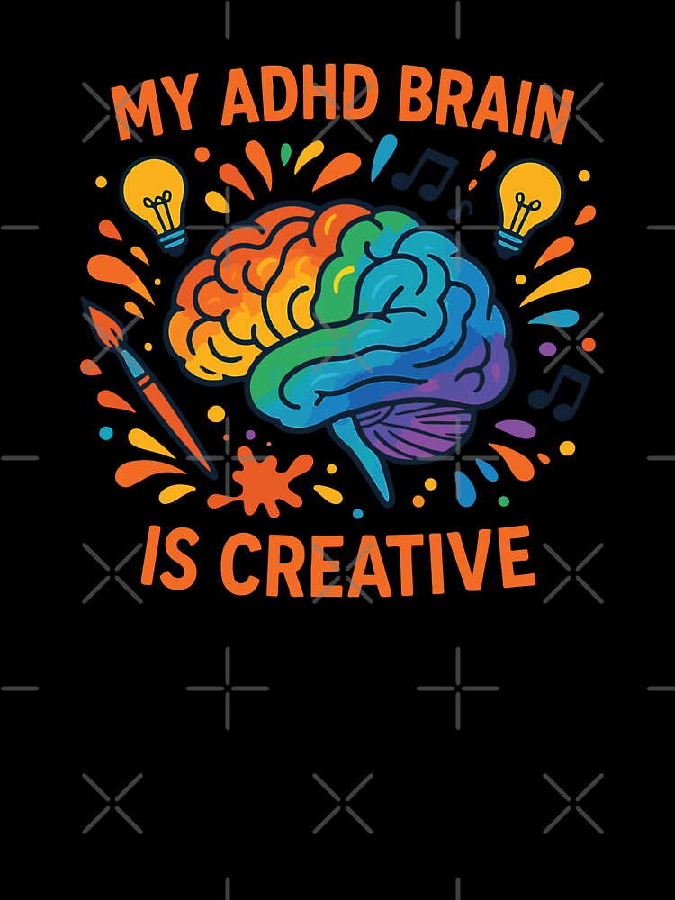 My ADHD Brain is Creative - Positive ADHD Awareness" by Feline Rockstars T-Shirts, Hoodie, Sweatshirt (Image 3)
