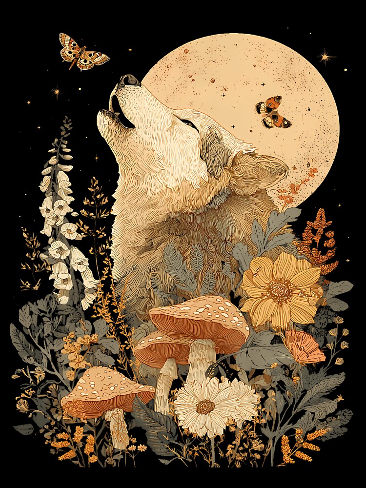Moon Phase Wolf Cottagecore by geavzflwmg35 T-Shirts, Hoodie, Sweatshirt | BlankRebels.com (Image 3)
