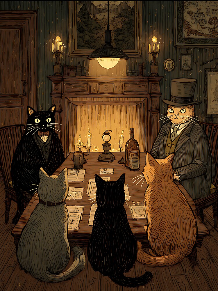 Dark Academia Art: Secret Society of Cats by bapupa T-Shirts, Hoodie, Sweatshirt | BlankRebels.com (Image 3)