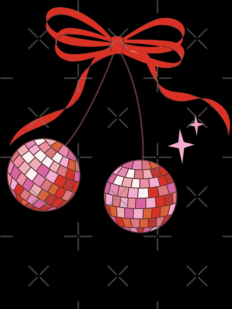Disco Cherries with Bows Repeating Pattern, Y2K aesthetic, disco aesthetic by CEB1700