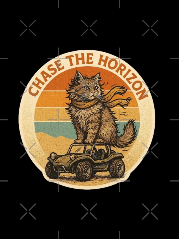 Chase the Horizon – Adventure Cat Vintage Sunset Aesthetic | Retro Cat Lover Gift Design by Typologystudios... (Image 3)