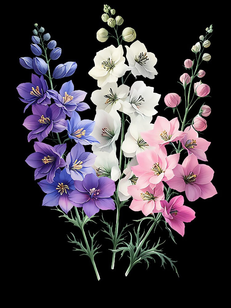 Aesthetic Delphinium July Birthday Flower Garden by CarmelaConstan T-Shirts, Hoodie, Sweatshirt | BlankRebels.com (Image 3)