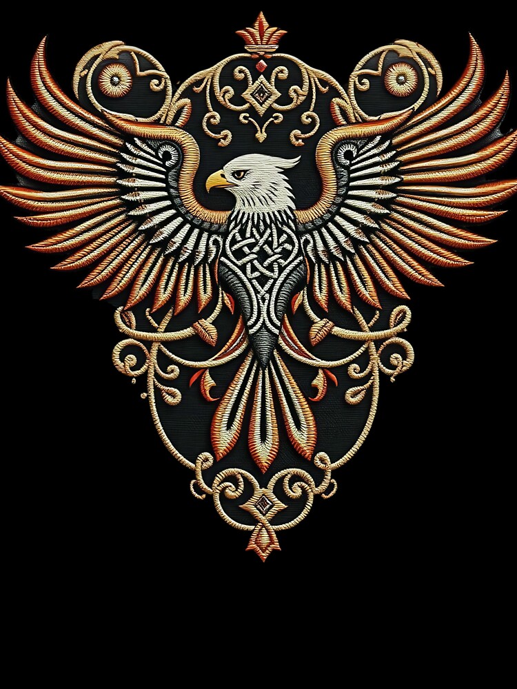 Celtic Knot Eagle with Red Accents, Ornate Gothic Print for Apparel and Accessories by TheGaliyaStudio... (Image 3)