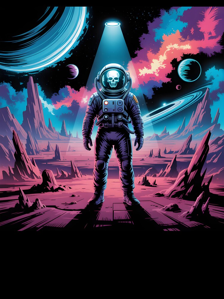 Neon Cosmic Explorer – Astronaut Skull Sci-Fi Art by WinkWild T-Shirts, Hoodie, Sweatshirt | BlankRebels.com (Image 3)