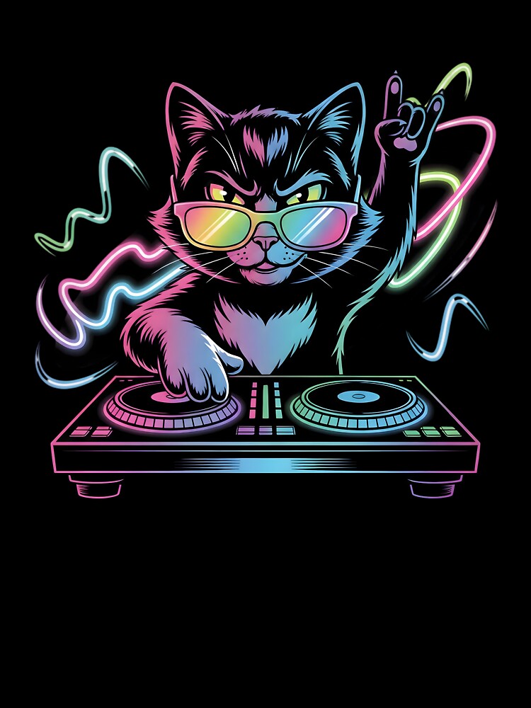 Neon DJ Cat – RGB Party Glow Art by SoulenCify T-Shirts, Hoodie, Sweatshirt | BlankRebels.com (Image 3)