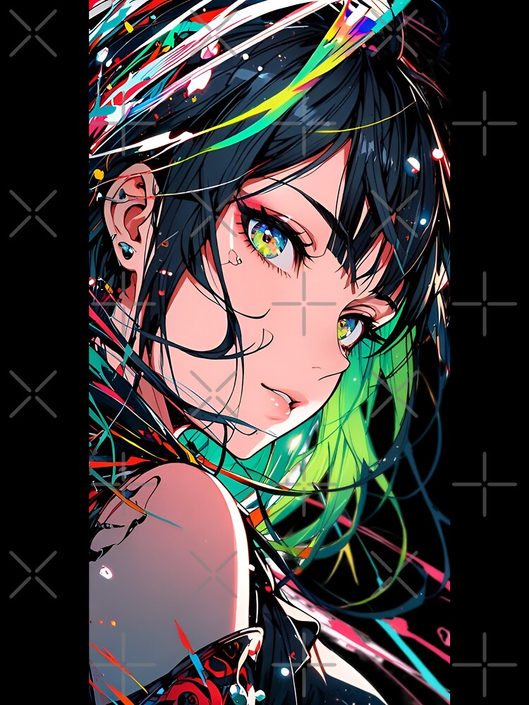 Vibrant Anime Girl Portrait – Colorful Cyberpunk Manga Aesthetic Art by Dyan4