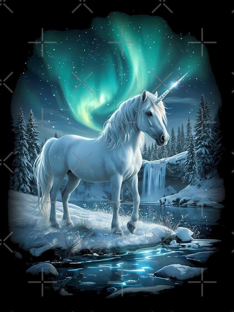Majestic Winter Unicorn Under Northern Lights by RkskArt T-Shirts, Hoodie, Sweatshirt | BlankRebels.com (Image 3)