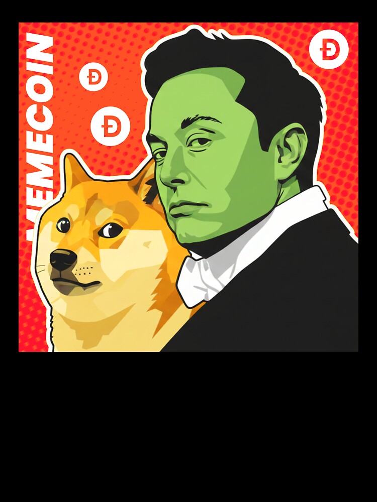 Elon Musk Dogecoin Meme King Pop Art | MEMECOIN (Doge Army HODL - To The Moon Solana Meme Art) by... (Image 3)