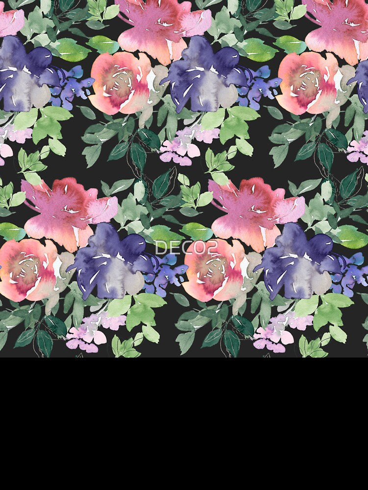 Red-Magenta And Blue Floral Pattern On Black by DEC02 T-Shirts, Hoodie, Sweatshirt | BlankRebels.com (Image 3)