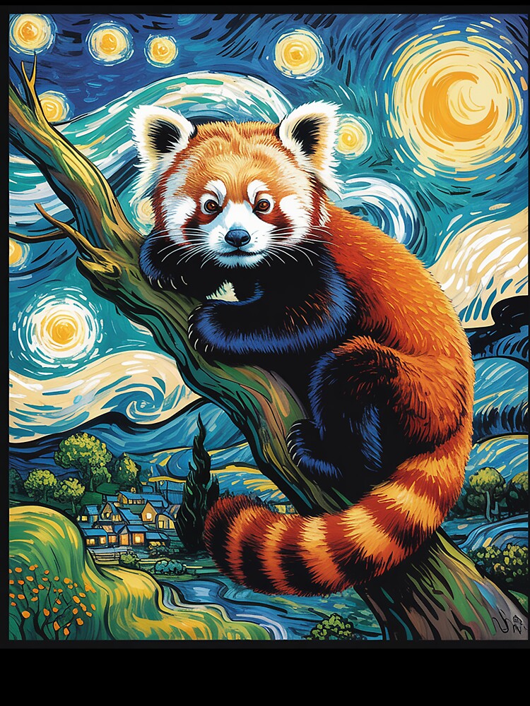 Red Panda Starry Night Van Gogh Graphic by khorbiasieno T-Shirts, Hoodie, Sweatshirt | BlankRebels.com (Image 3)