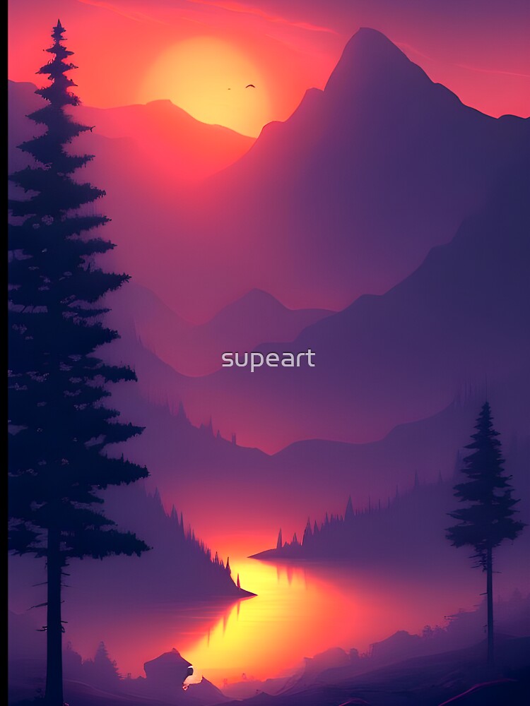 Find Your Perfect Minimalist Landscape Mountain Trees Print: From Art to Home Decor by supeart T-Shirts,... (Image 3)