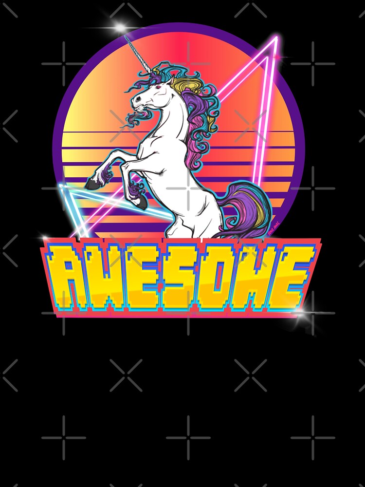 80s 90s Vaporwave Aesthetic Unicorn “Awesome” 013121 - KerLZ by KerlZ T-Shirts, Hoodie, Sweatshirt (Image 3)