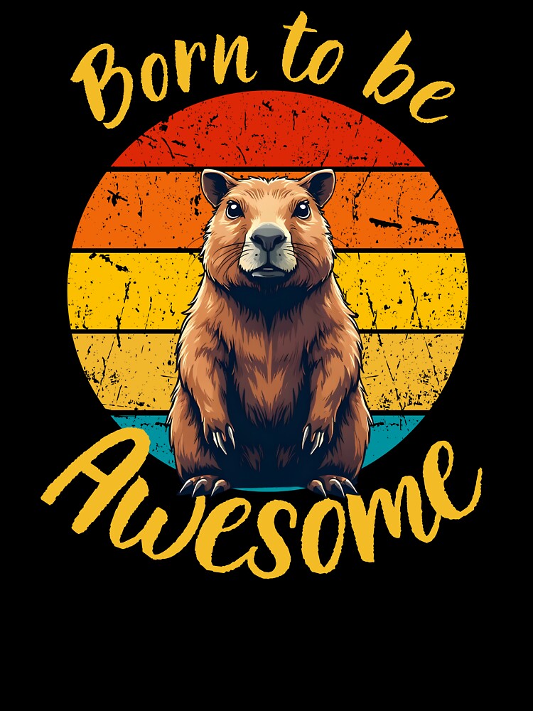 Capybara Retro Sunset - Born to Be Awesome Design by BNCH44 T-Shirts, Hoodie, Sweatshirt | BlankRebels.com (Image 3)