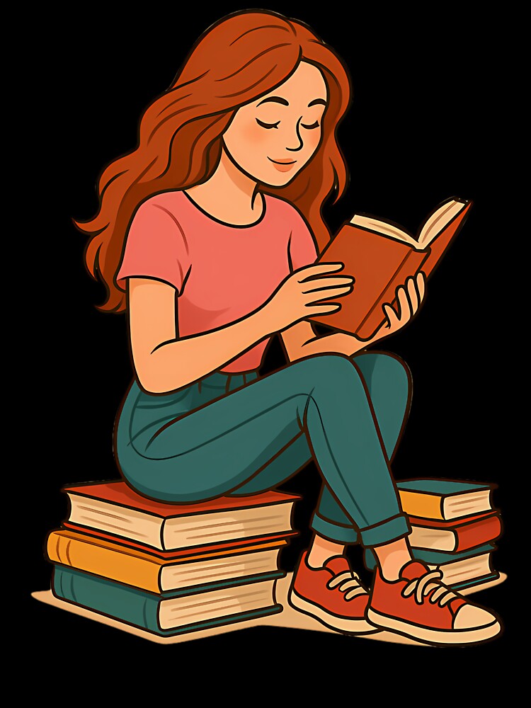 Girl Reading Books  Cozy Bibliophile Art by AnttiJaakkola T-Shirts, Hoodie, Sweatshirt | BlankRebels.com (Image 3)