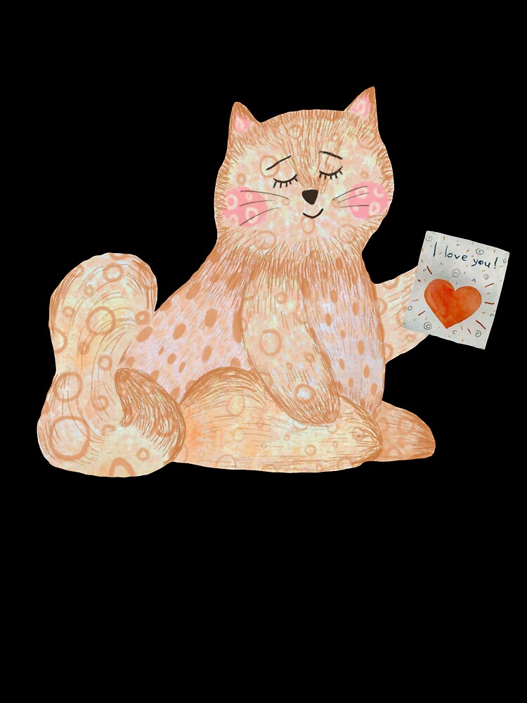 Cat toy card love colors texture watercolor sketch green by Yana Mustafina | Boho Soulful Designs T-Shirts,... (Image 3)