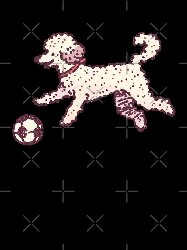 Soccer Football Poodle, playful retro stipple illustration by Magnificent Lizard