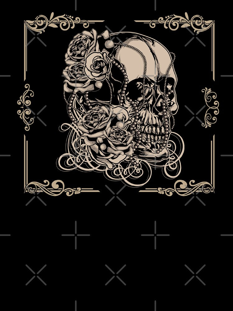 Gothic Dead Skull With Flower Power And Jewelry by darknessjeff86 T-Shirts, Hoodie, Sweatshirt | BlankRebels.com (Image 3)